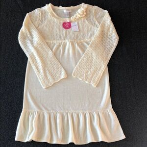 Limited Too Girls Long-Sleeve Ivory Lace Crochet Dress With Ruffle Hem Size 12